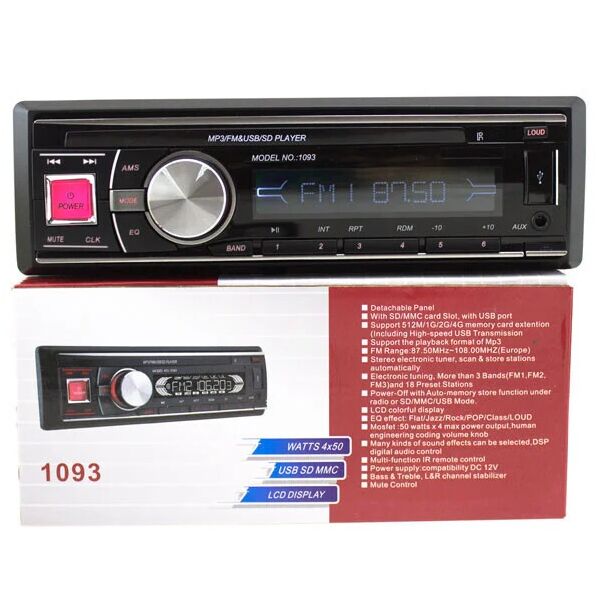 

Универсальная Автомагнитола MP3 1093 (съемная панель) Usb + Sd + Fm + Aux + пульт