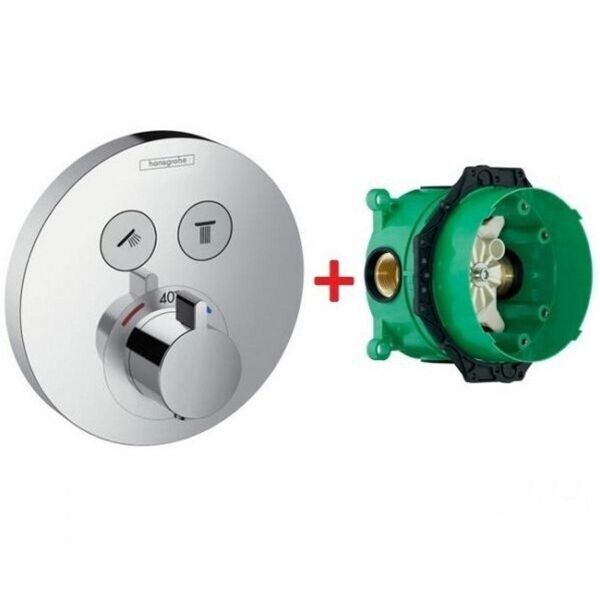 

Кран встроенный терморегулирующий HANSGROHE SHOWER SELECT S 15743000+01800180 хром латунь 74689