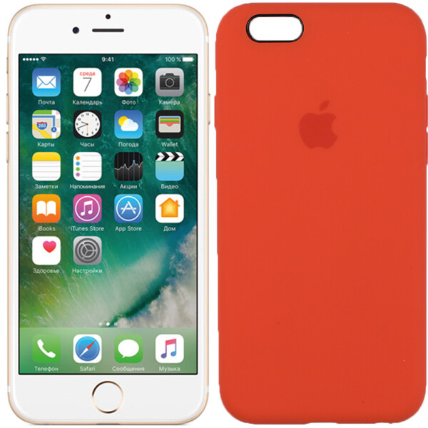 

Чехол силиконовый оригинальный для iPhone 6/6s Оранжевый FULL (27261)
