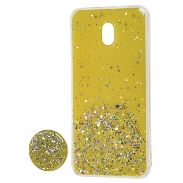 

Силикон блёстки+popsoket for Xiaomi Redmi 8 yellow
