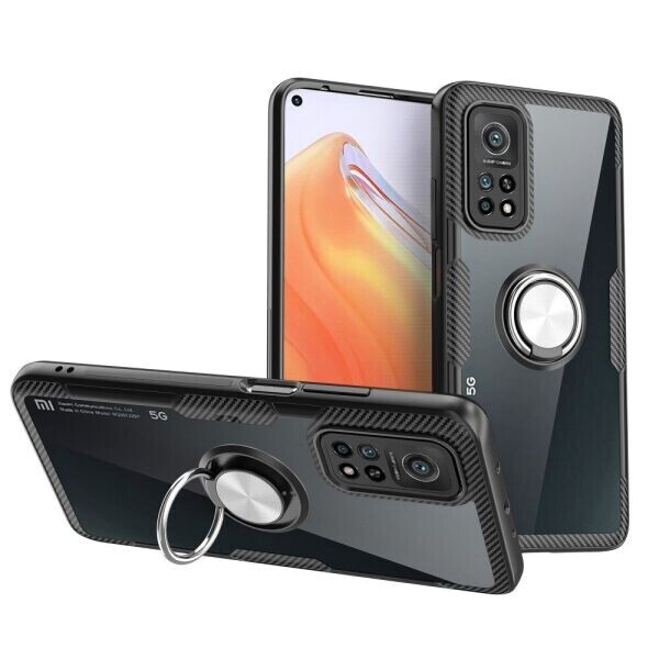 

Защитный чехол Deexe Clear Ring для Xiaomi Mi 10T / Mi 10T Pro - Black / Silver