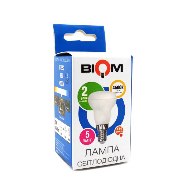 

Светодиодная лампа BIOM BT-552 R39 5W E14 4500K (Рефлектор)