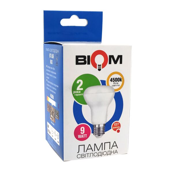 

Светодиодная лампа BIOM BT-556 R63 9W E27 4500K (Рефлектор)