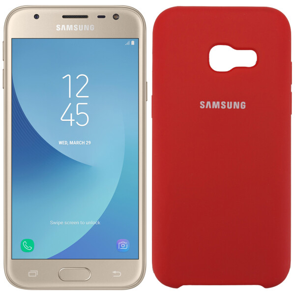 

Чехол силиконовый оригинальный для Samsung A320 (A3-2017) Красный (16287)