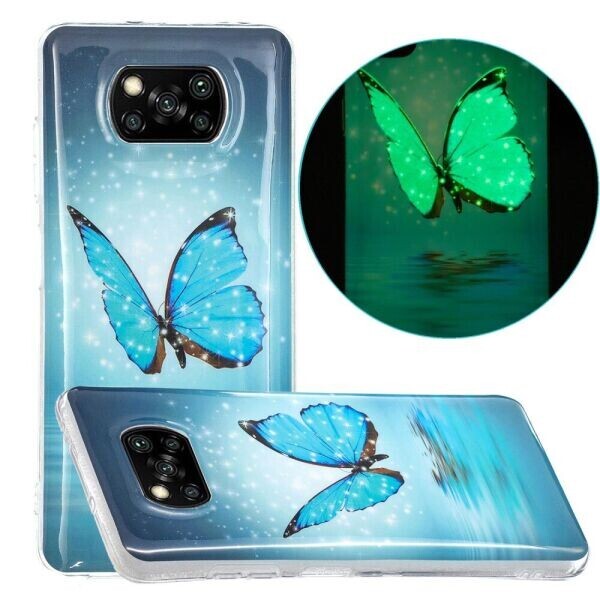

Силиконовый (TPU) чехол Deexe LumiCase для Xiaomi Poco X3 - Blue Butterfly