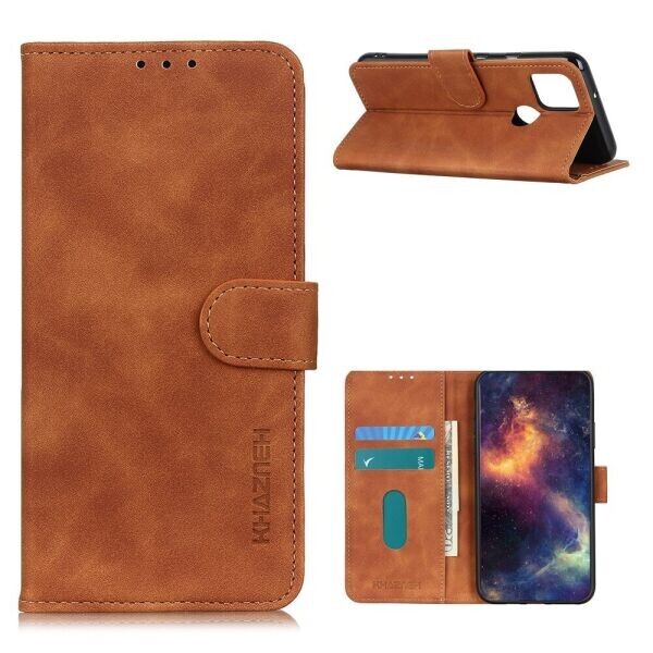 

Чехол-книжка KHAZNEH Retro Wallet для Oppo A15 / A15s - Brown