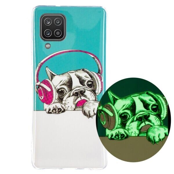 

Силиконовый (TPU) чехол Deexe LumiCase для Samsung Galaxy A12 (A125) - Dog With Headphones