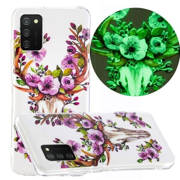 

Силиконовый (TPU) чехол Deexe LumiCase для Samsung Galaxy A02s (A025) - Flowered Elk