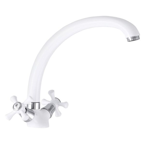 

Кран для кухни двухзахватный MIXXUS Omega MI2766 белый силумин 64469