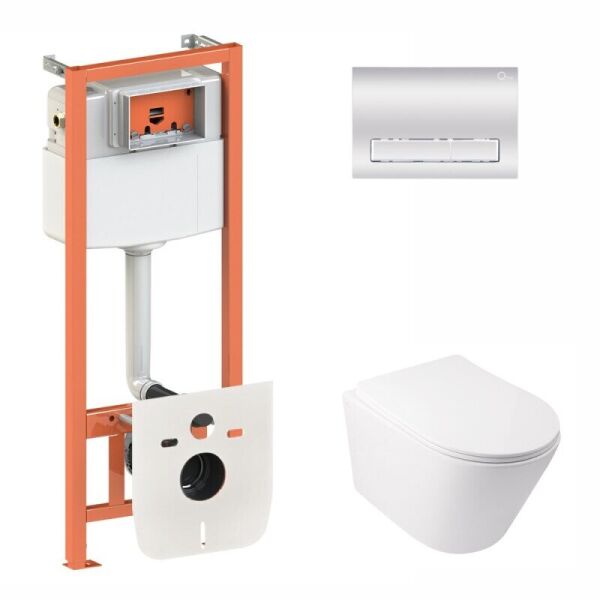 

Комплект инсталляции 4 в 1 Q-TAP Nest 0133M425M08381CRM с клавишей и унитазом Q-TAP Swan QT16335178W