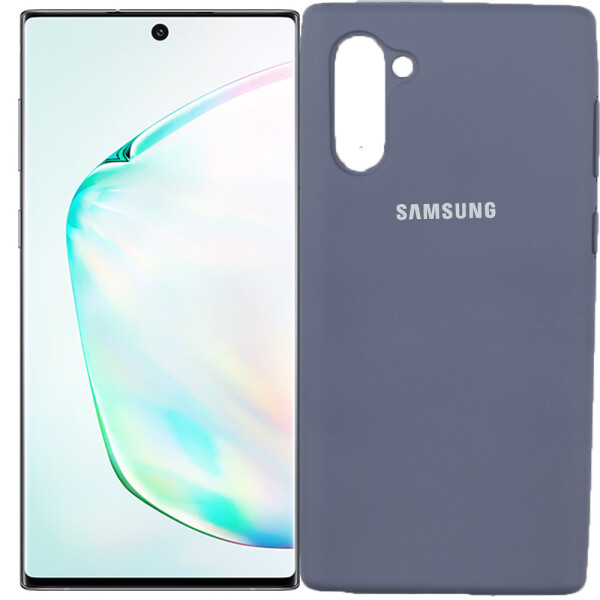 

Чехол силиконовый оригинальный для Samsung Note 10 Светло Серый FULL (27240)