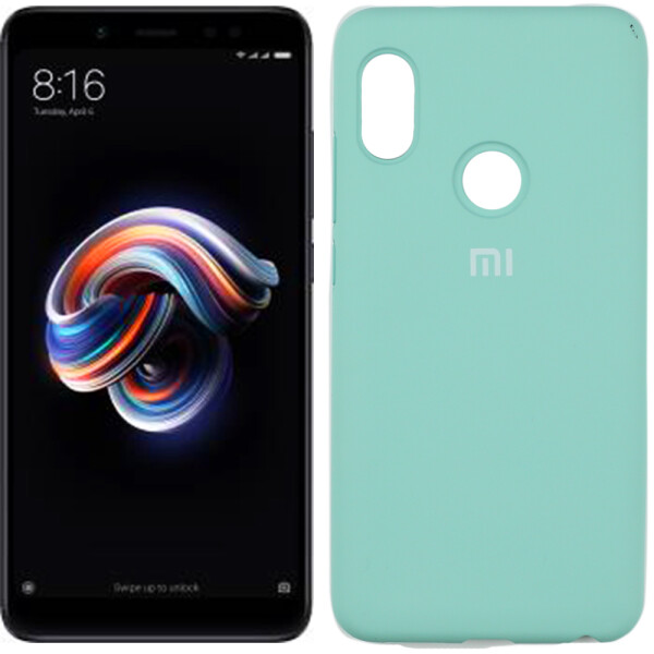 

Чехол силиконовый оригинальный для Xiaomi Redmi Note 5 Pro Минтоловый FULL (27250)