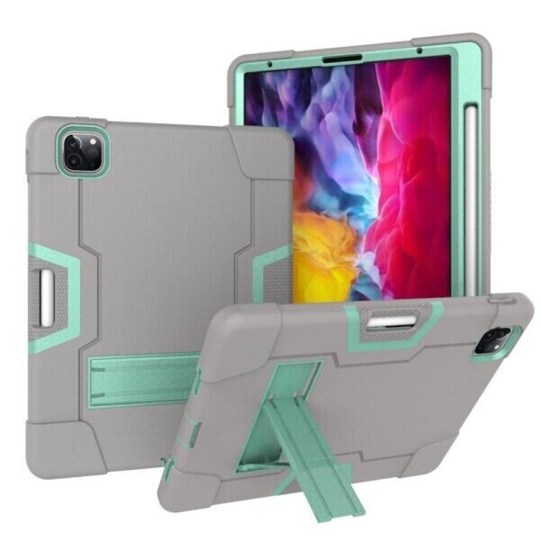 

Защитный чехол Deexe Color Kickstand для Apple iPad Pro 12.9 (2020) / iPad Pro 12.9 (2021) - Grey / Green