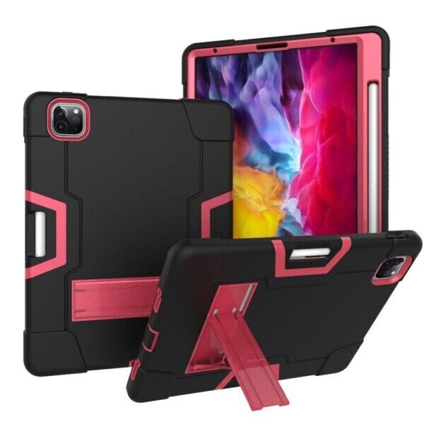 

Защитный чехол Deexe Color Kickstand для Apple iPad Pro 12.9 (2020) / iPad Pro 12.9 (2021) - Black / Rose