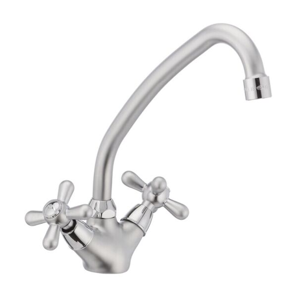 

Смеситель на кухню двухзахватный HAIBA Dominox HB0076 матовый хром латунь 63380