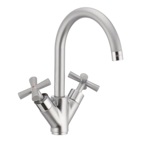 

Кран для кухни двухрукояточный HAIBA Sentosa HB0361 матовый хром латунь 63278