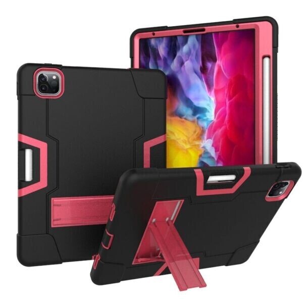 

Защитный чехол Deexe Color Kickstand для Apple iPad Air 4 10.9 (2020) / iPad Pro 11 (2020) - Black / Rose