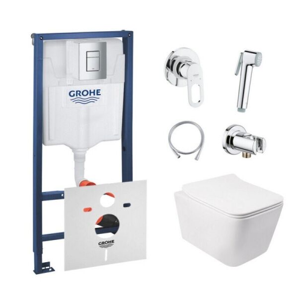 

Набор инсталляции 5 в 1 GROHE Rapid SL 38772001 с унитазом Q-TAP Crow QT05335170W и смесителем GROHE