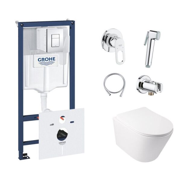 

Набор инсталляции 5 в 1 GROHE Rapid SL 38827000 с унитазом Q-TAP Swan QT16335178W и смесителем GROHE