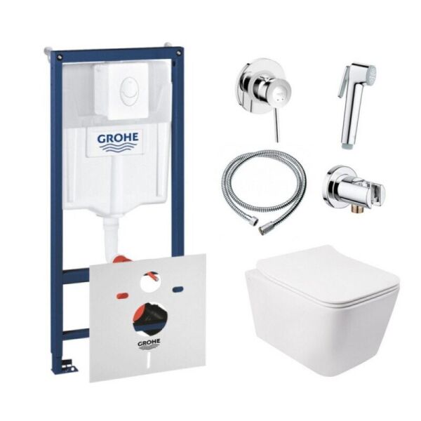 

Набор инсталляции 5 в 1 GROHE Rapid SL 38722001 с унитазом Q-TAP Crow QT05335170W и смесителем GROHE