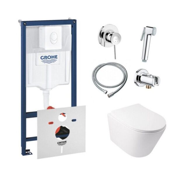 

Набор инсталляции 5 в 1 GROHE Rapid SL 38722001 с унитазом Q-TAP Swan QT16335178W и смесителем GROHE