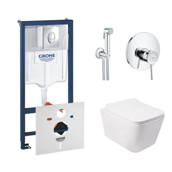 

Набор инсталляции 5 в 1 GROHE Rapid SL 38721001 с унитазом Q-TAP Crow QT05335170W и смесителем GROHE