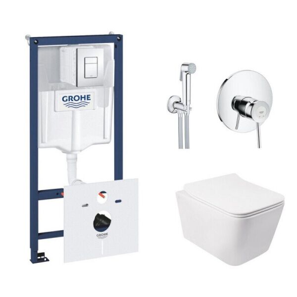 

Набор инсталляции 5 в 1 GROHE Rapid SL 38827000 с унитазом Q-TAP Crow QT05335170W и смесителем GROHE