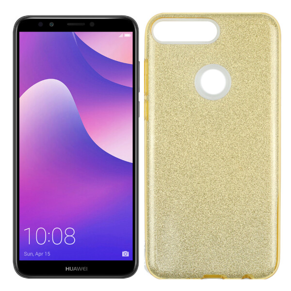 

Чехол силиконовый 3in1 Блёстки для Huawei Y7 2018 Gold (23605)