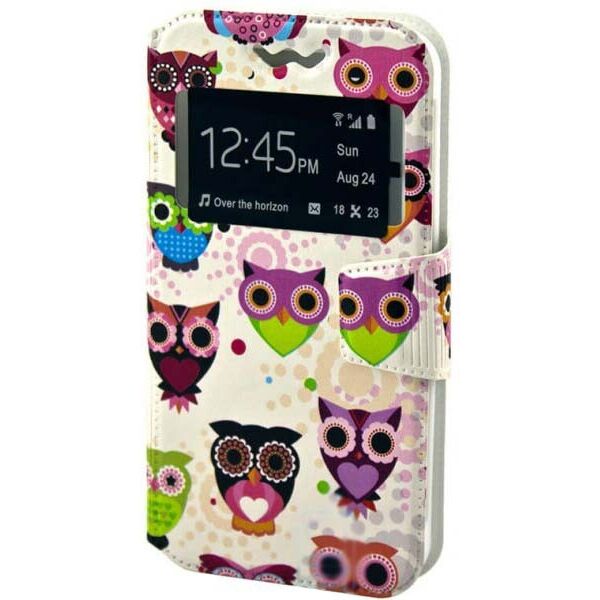 

Универсальный чехол книжка (1 окно) print 5.8-6.0 owls Белый