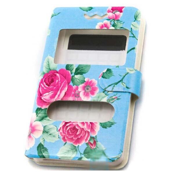 

Универсальный чехол книжка (2 окна) print 5.3-6.0 roses Синий