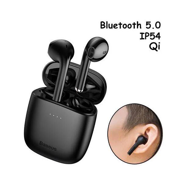

Наушники беспроводные, гарнитура с кейсом Baseus Encok W04 Pro Bluetooth Черные