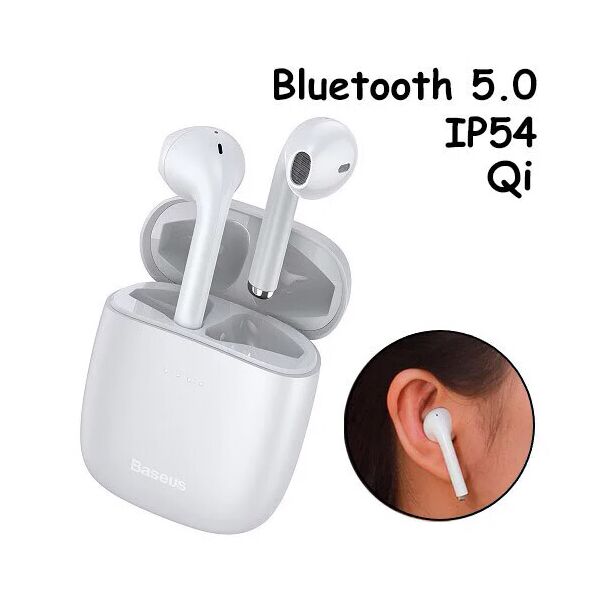 

Наушники беспроводные, гарнитура с кейсом Baseus Encok W04 Pro Bluetooth, Белые