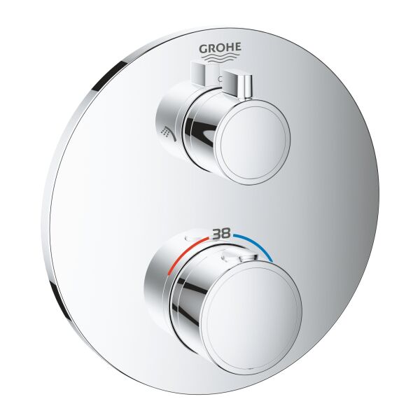 

Кран встраиваемый с термостатом с переключателем GROHE Grohtherm 24076000 хром латунь 158мм 71741