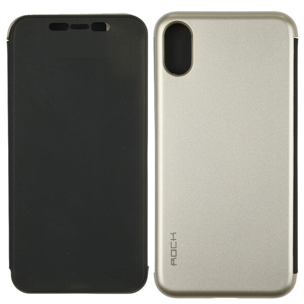 

Чехол книжка Rock DR.V Series для Apple iPhone X (Черный / Gold) (23437)