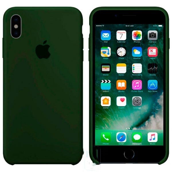 

Чехол Silicone Case Apple iPhone X, XS темно-Зеленый 54