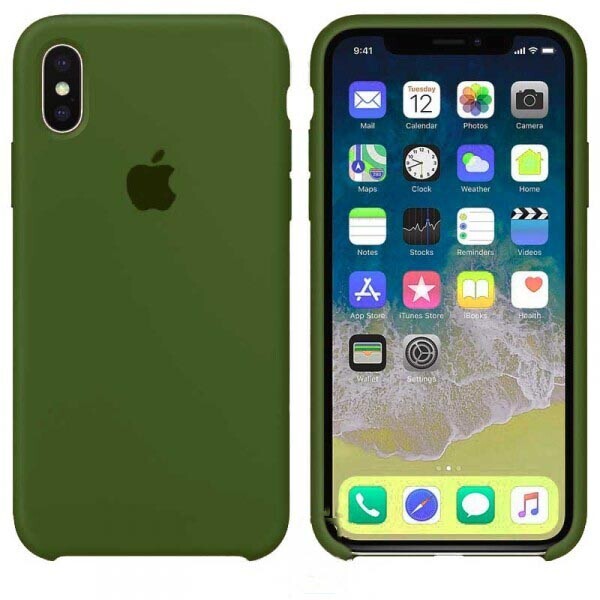 

Чехол Silicone Case Apple iPhone XS Max темно-Зеленый 45