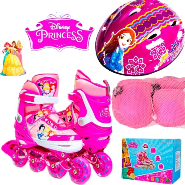 Ролики Комплект роликов Disney Princess2 29-33 Все колеса светятся Защита + Шлем