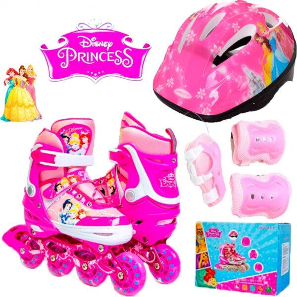 

Ролики Комплект роликов Disney Princess3 34-38 Все колеса светятся Защита + Шлем