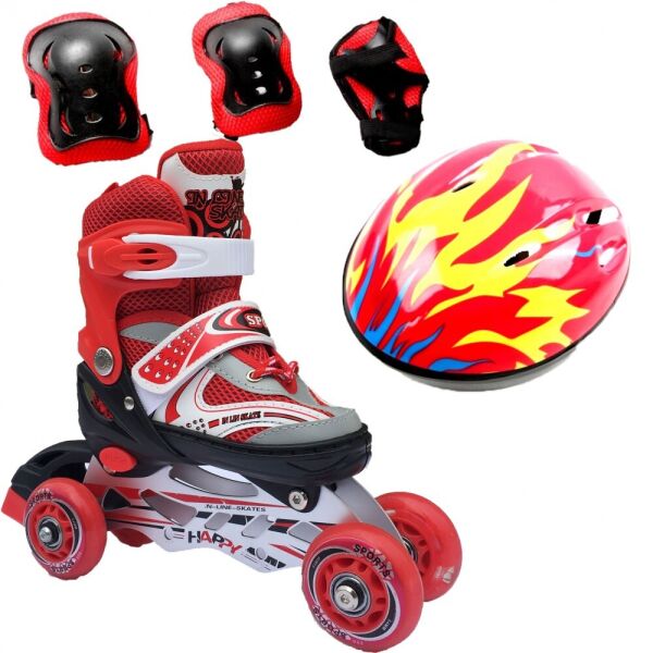 

Роликовые коньки Ролики детские Набор Happy Combo EcoLine ( + защита + шлем ) 29-33, ротация колес, Красный (2T3007E)