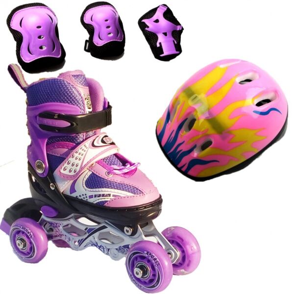 

Роликовые коньки Ролики детские Набор Happy Combo EcoLine ( + защита + шлем ) 29-33, ротация колес, Фиолетовый (2T3007E)