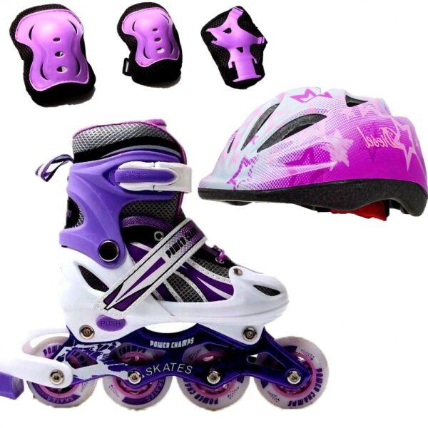 

Роликовые коньки Ролики детские раздвижные Набор Champ Combo Disney - переднее светиться (Защита + Шлем) 30-33, Star F (Фиолетовый) (2T3017E)