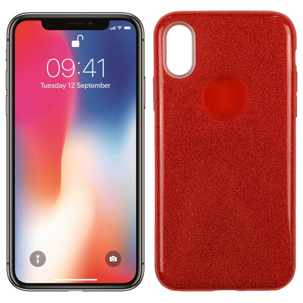 

Чехол силиконовый 3in1 Блёстки для iPhone X Red (18406)