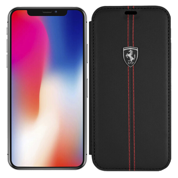 

Чехол книжка Ferrari Heritage Leather Booktype для iPhone X black (23467)