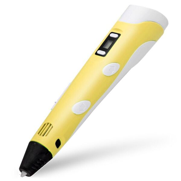 

3D ручка c LCD дисплеем и набором эко пластика для рисования и трафаретами 3DPen-3(3 поколение) Yellow, 20 метров пластика в подарок