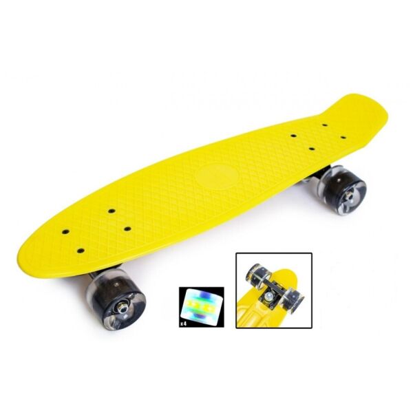 

Скейт Penny Board. Yellow. Светящиеся колеса.