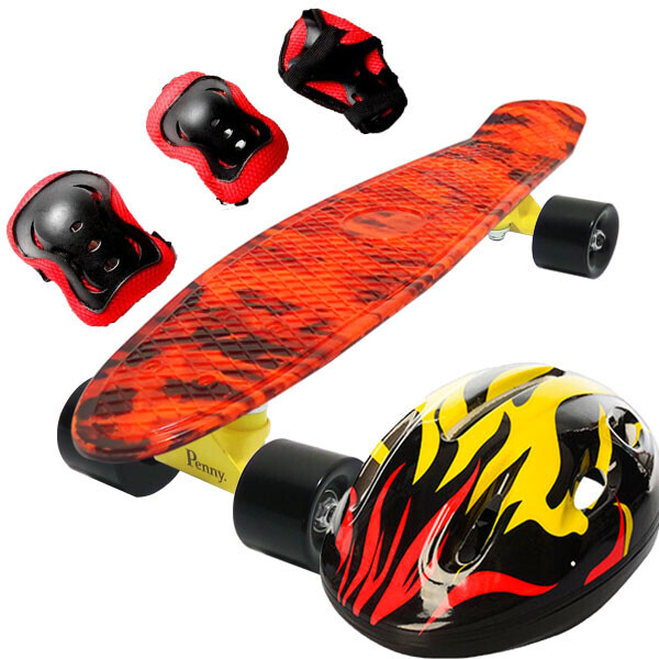 

Скейт Penny Style 22" Combo Набор (защита + шлем) светящиеся Fire (2T2034)