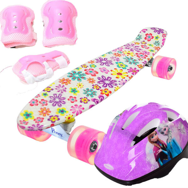 

Скейт Penny Style 22" Combo Набор (защита + шлем) светящиеся Flovers Mix Фрозен (2T2034)