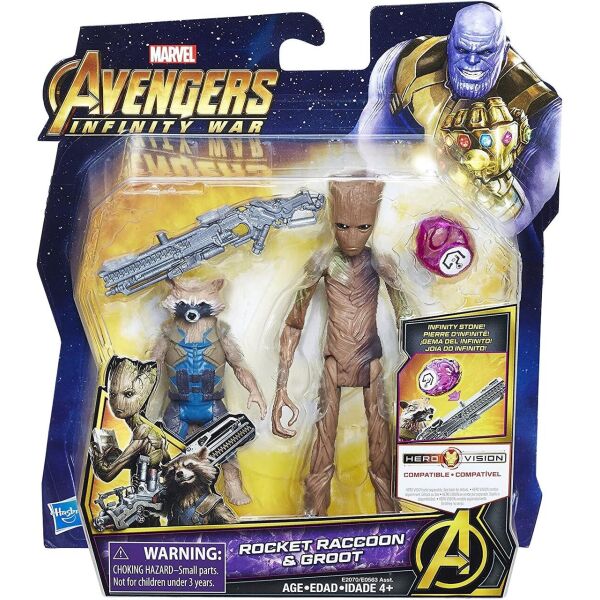 

Набор фигурок Hasbro Грут и ракета Мстители Война Бесконечности, 8-15 см - Groot and Rocket, Infinity War