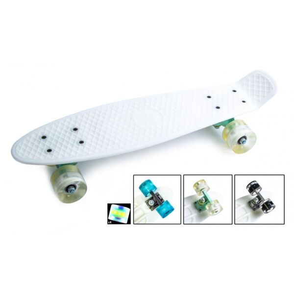 

Скейт Penny Board. Белый. Светящиеся колеса.