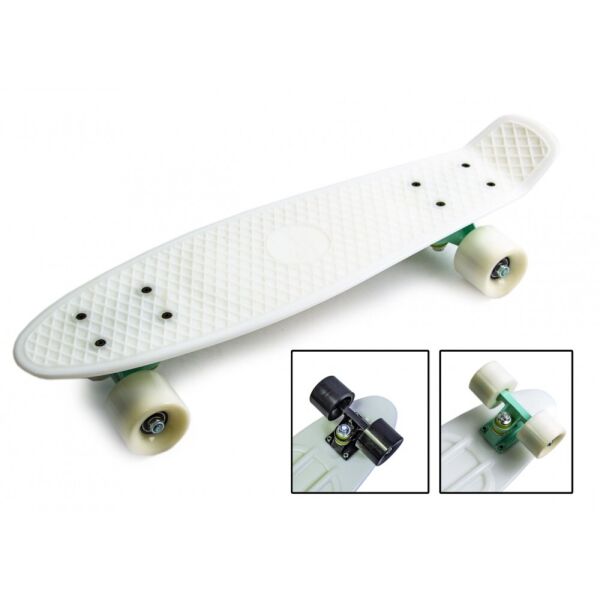 

Скейт Penny Board. Белый цвет. Матовые колеса.